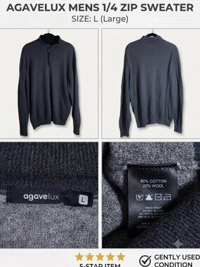 AGAVELUX MENS 1/4 ZIP SWEATER SIZE: L (Large)